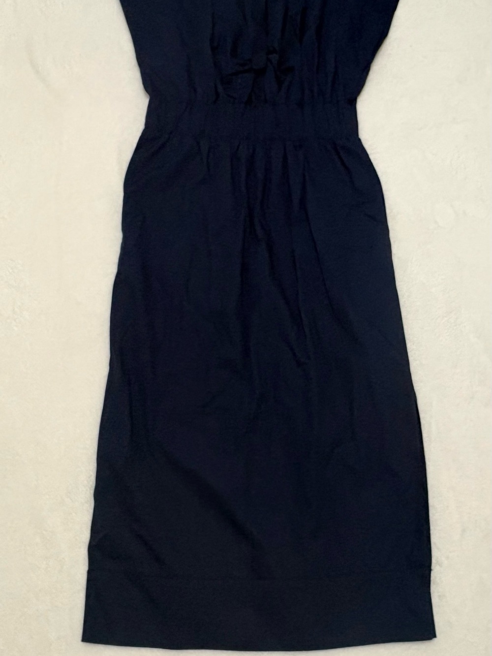 MISA Los Angeles  Navy Blue Solid V-Neck Tie Sleeveless Lined Woven Maxi Dress S